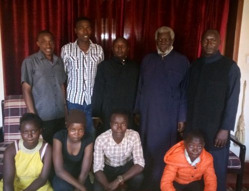 Fr Constantinos in His Eminence Jonah of Uganda office together with St Irene’s Youth