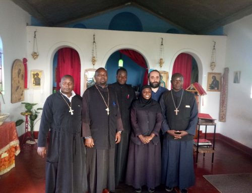 Fr Constantinos in a chapel with a nun in Uganda